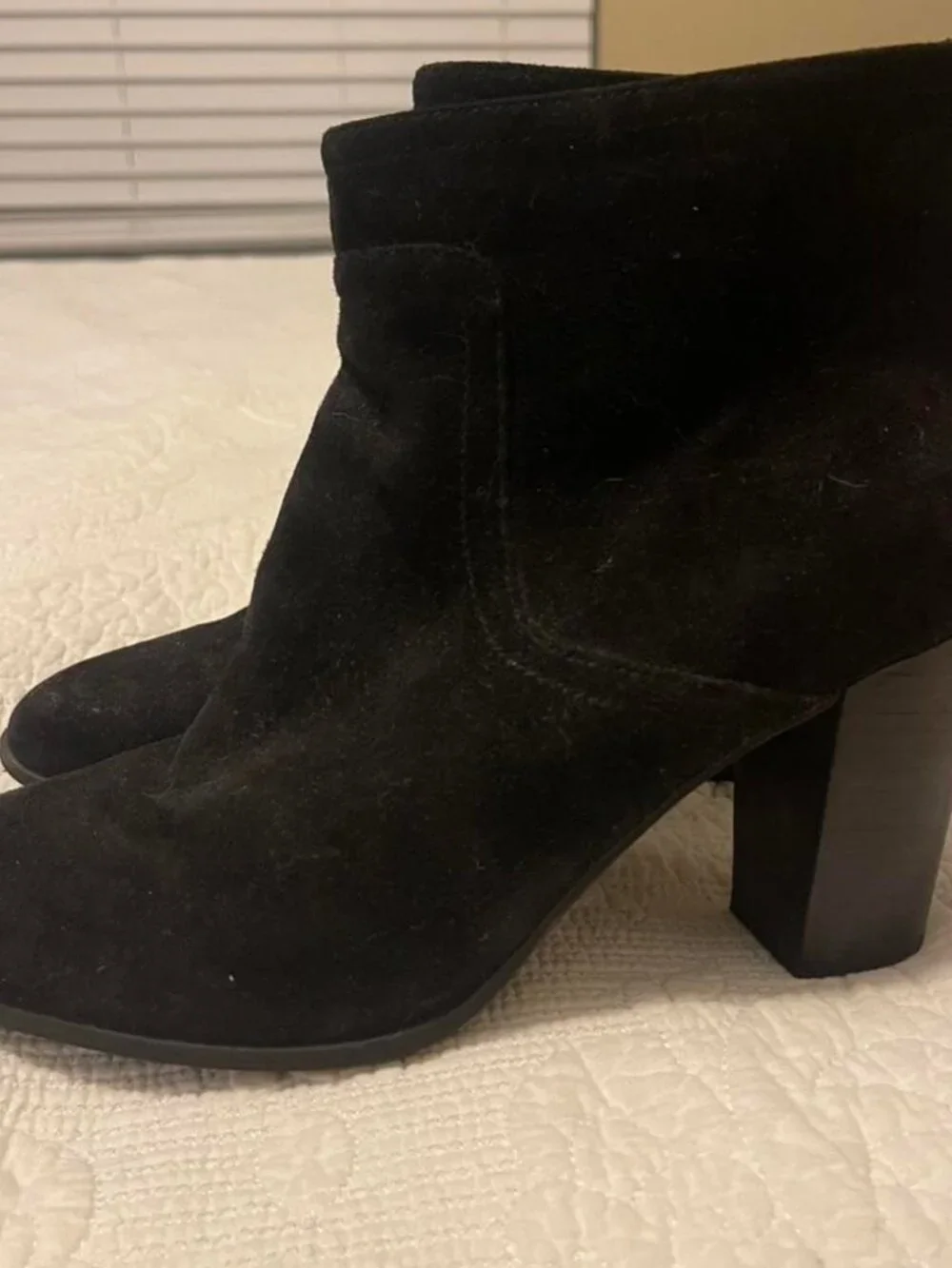 Black Suede Ankle Boots with Gold Tassel Detail, Size 10
